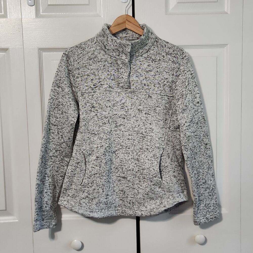 Freedom Trail by Kyodan Womens Grey Marled Fleece Lined Snap Mock Pullover‎ S